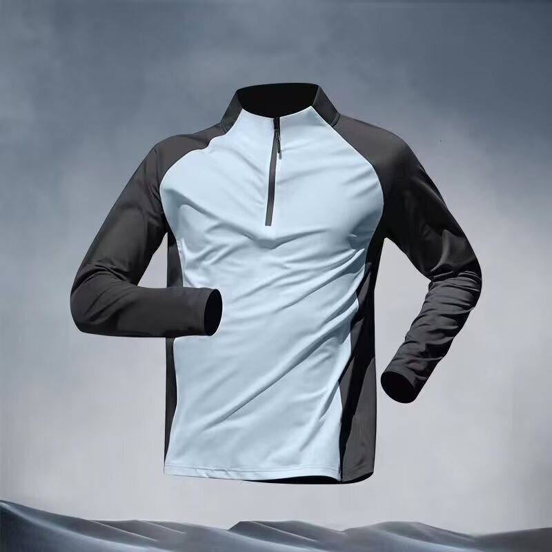 Men's Sports Thin Breathable Autumn Winter Running Training Long Sleeve Top Outdoor Hiking Quick-Dry T-Shirt Loose Fit Sports