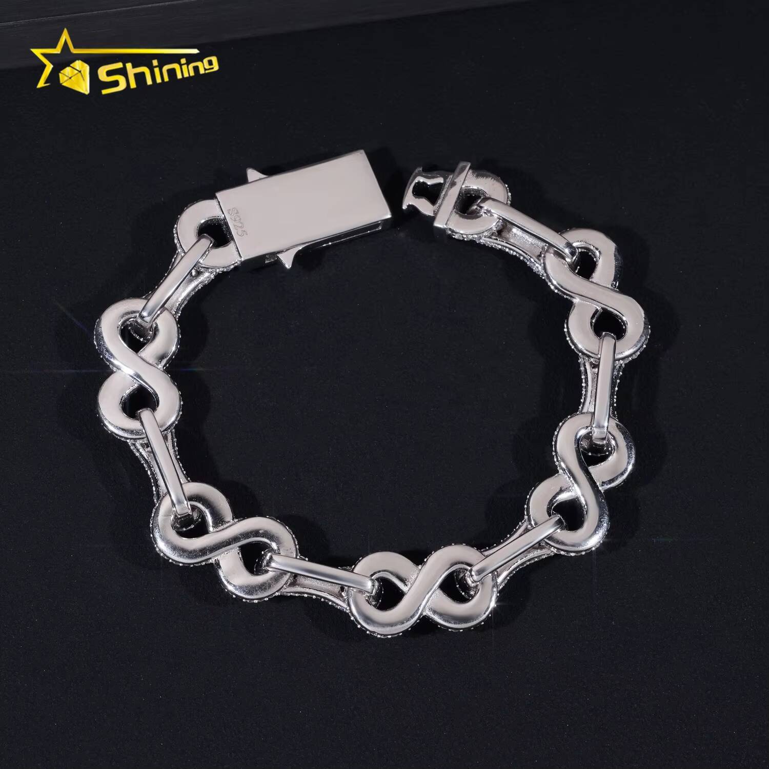 New Arrivals Iced Out Royal Blue Green Marquise Hip Hop Infinity Style 925 Sliver VVS Moissanite Bracelet Men Women