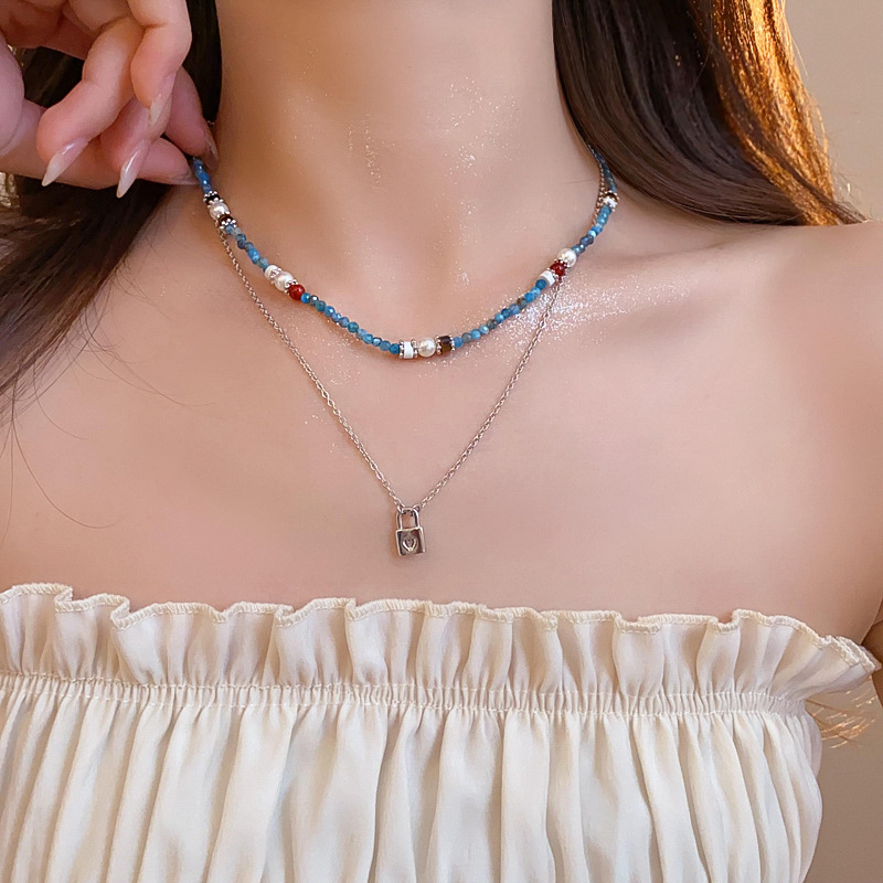 Silver - Toned Beaded Necklace With Turquoise, Pearl And Red Accents Delicate Daily & Elegant Jewelry Gift For Her High - Quality And Artistic Accesso