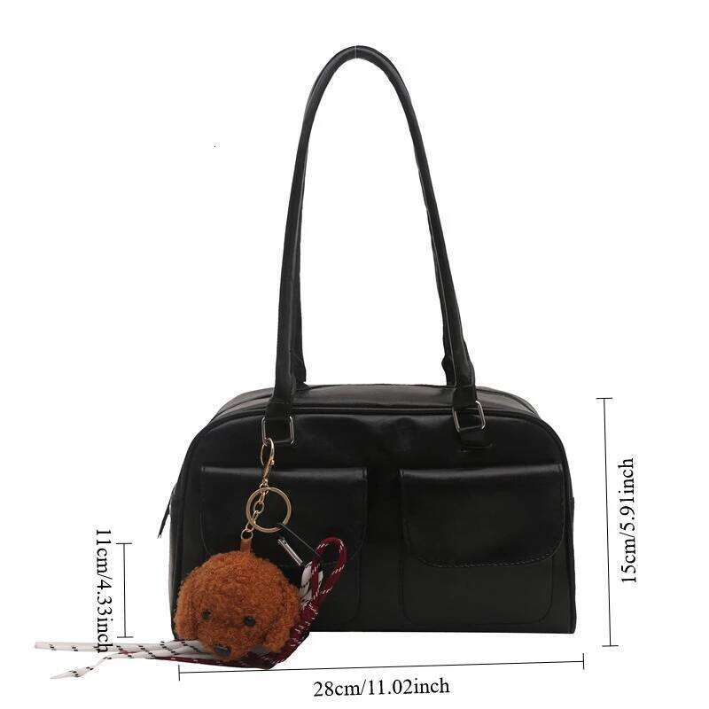 Large Capacity Brown Bowling Handbag Women's Shoulder Retro Korean INS Style Autumn Winter New 2025 Fashion Trend Bag