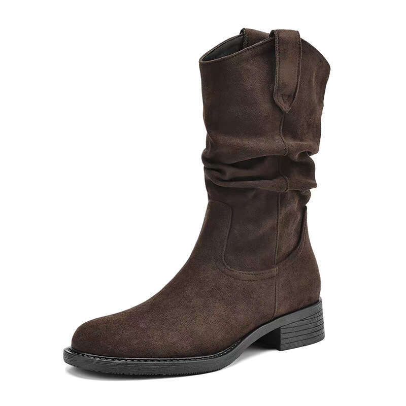 2025 New Melad Western Cowboy Short for Women Spring and Autumn Mid-Calf Martin Boots 01 e1