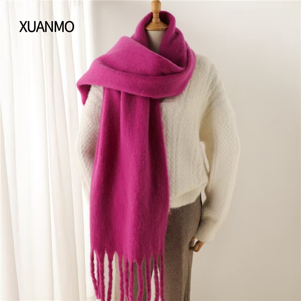 K1976 Hot Recommendation Winter Korean Style Solid Color Thickened Scarf Women Wool Faux Cashmere Shawl High Cost Performance
