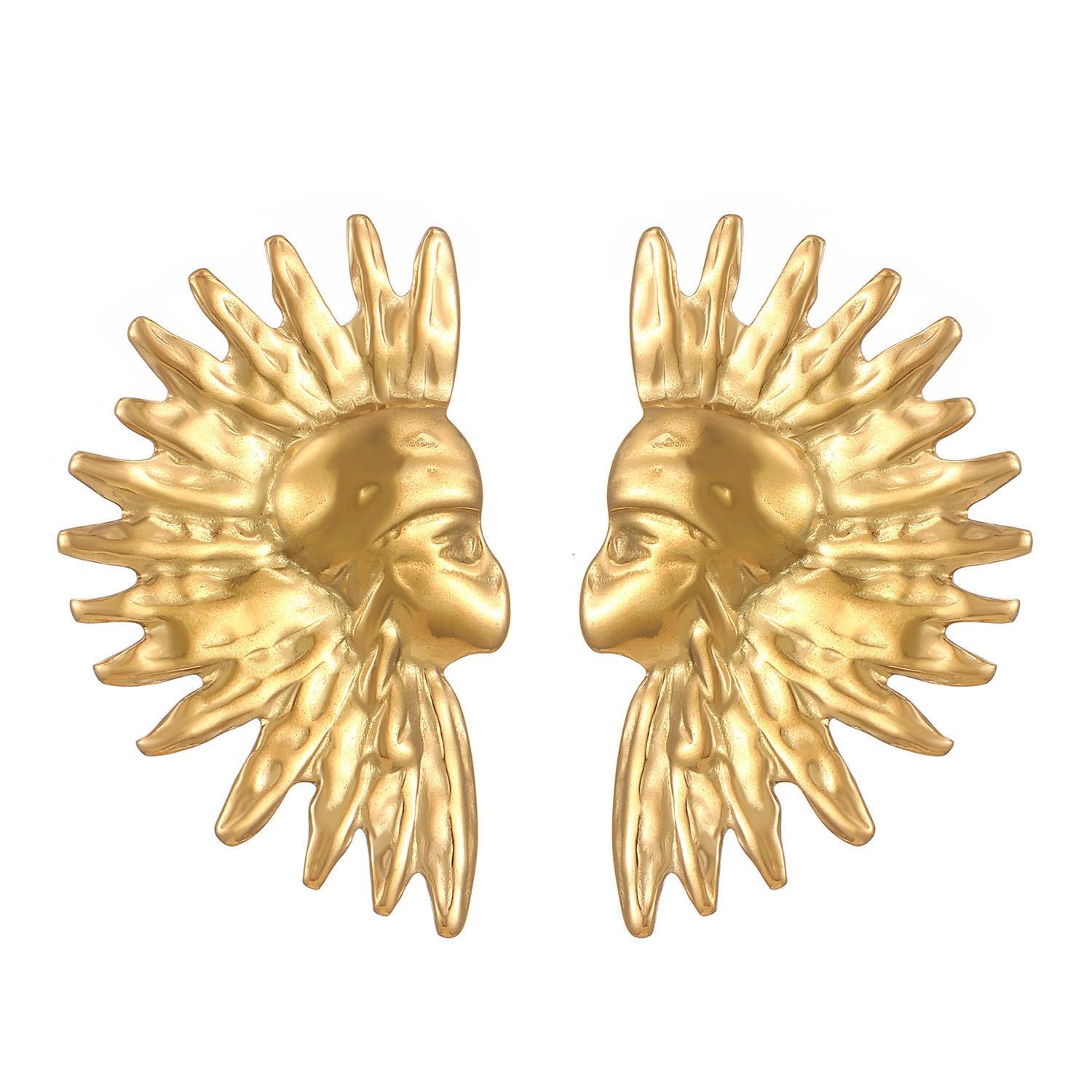 Unique Exotic Inn Ethnic Style Half Circle Earrings For Women Stainless Steel Studs