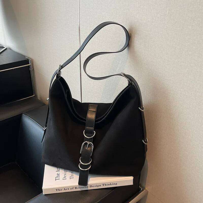 2025 Autumn New Vintage Suede Tote For Women Large Capacity Designer Trendy Commuter Crossbody Bag Fashionable