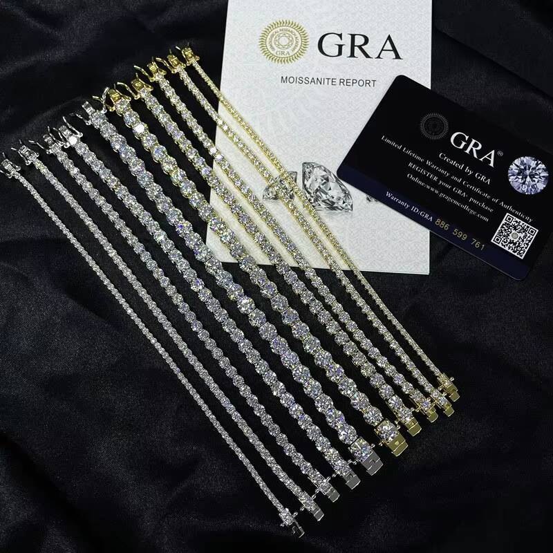 Sterling Silver 925 Chain 3mm 5mm 6mm Double Clasp High Grade Zircon Tennis Chian Silver Bracelet Necklace 925 for Men Women