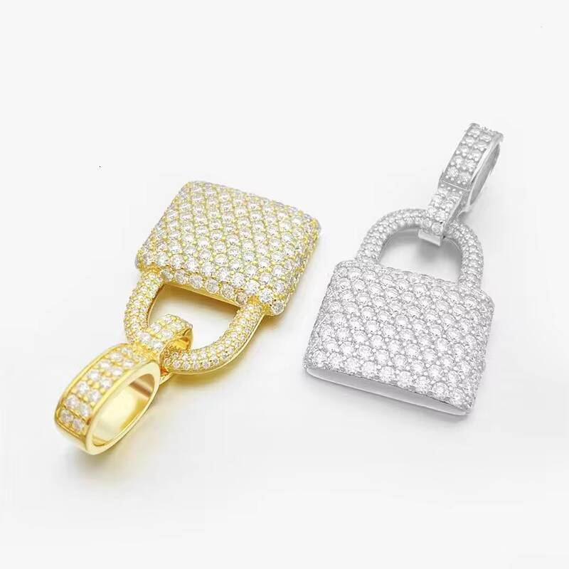 Iced Out Jewelry Hip Hop Moissanite Silver 925 Pendant Modern Lock Pendant