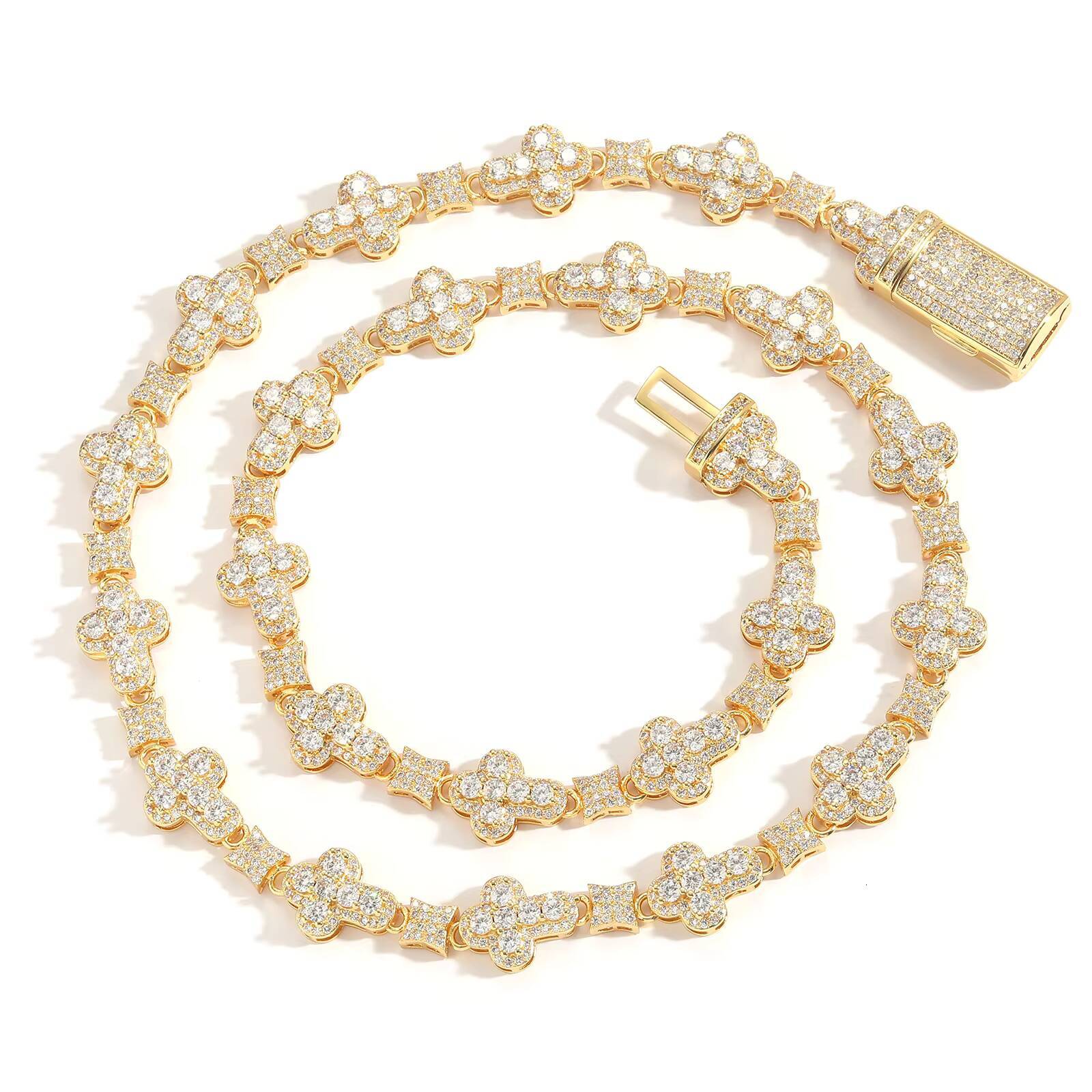 Hiphop Jewelry 10mm Cross Star Zircon Necklace for Women HighGrade Clavicle Chain for Men Christian Religious Accessory