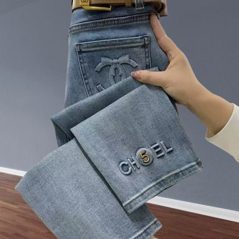 Designer's new Spring and Autumn large-sized 9-inch pipe pants, high-waisted and fashionable S- 5XL jeans