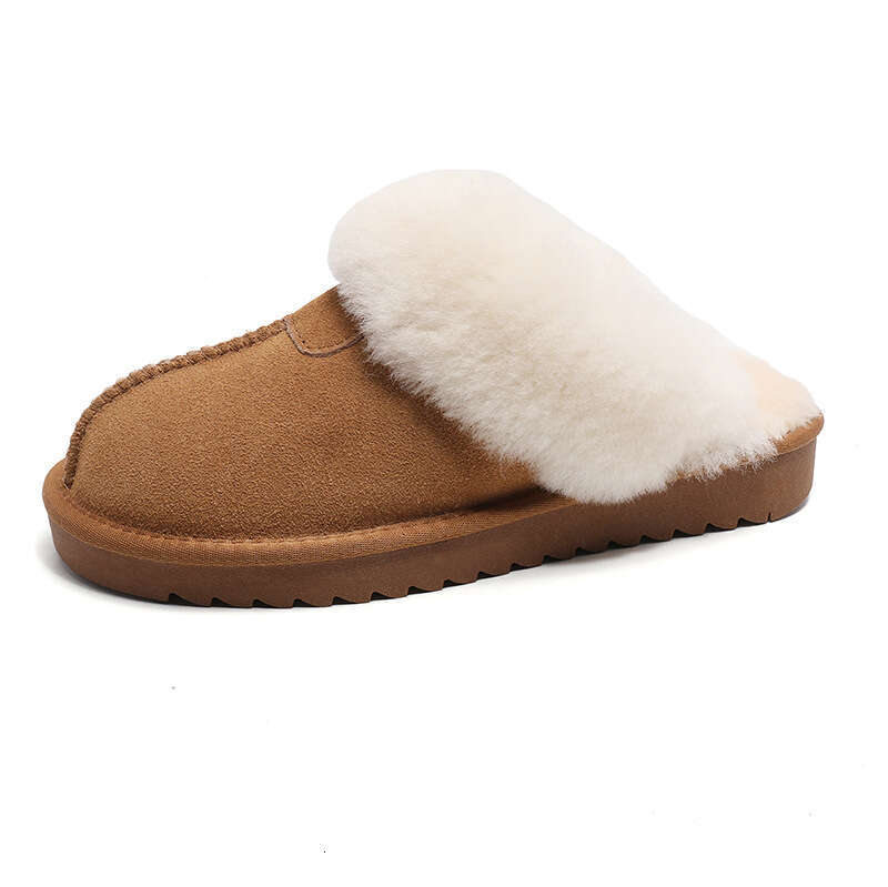 New Autumn Winter Wool Closed-Toe Thickened Warm Non-Slip Sheepskin Home Slippers designer shoes