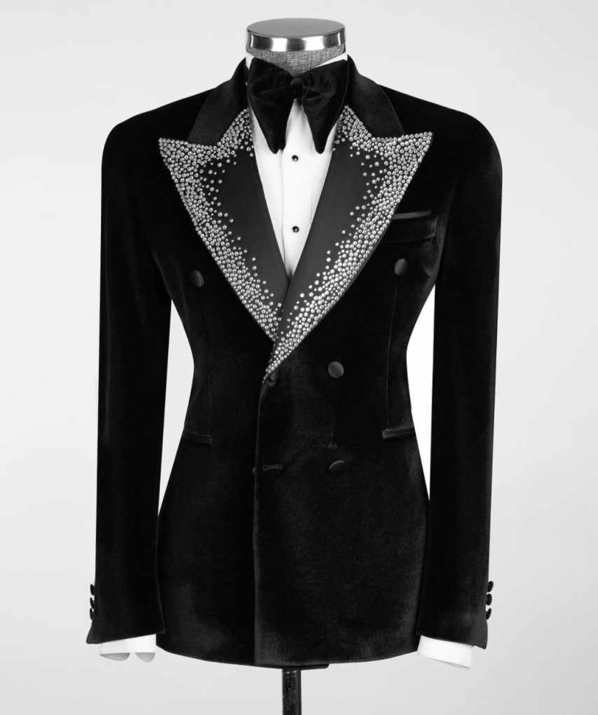 Elegant Wedding Tuxedos Blazer Pants Peak Lapel Double Breasted Crystal Rhinestone Formal Party Special Occasion Customized