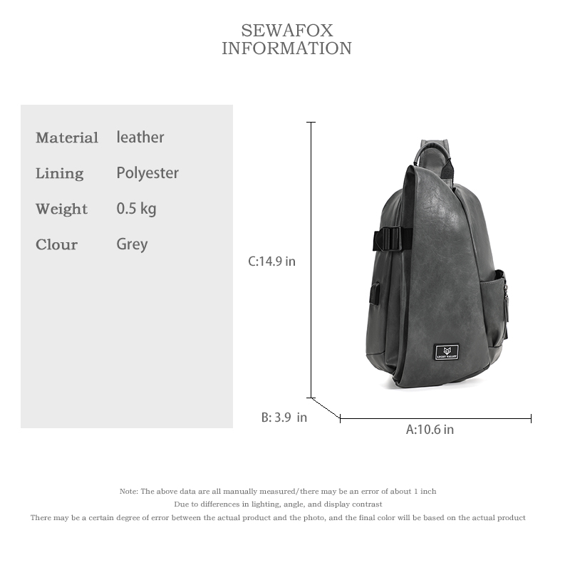 Sewafox Men's Crossbody Bag Waterproof Anti-Theft Men's Shoulder Bag Suitable for Travel and Daily Use 8L Gray