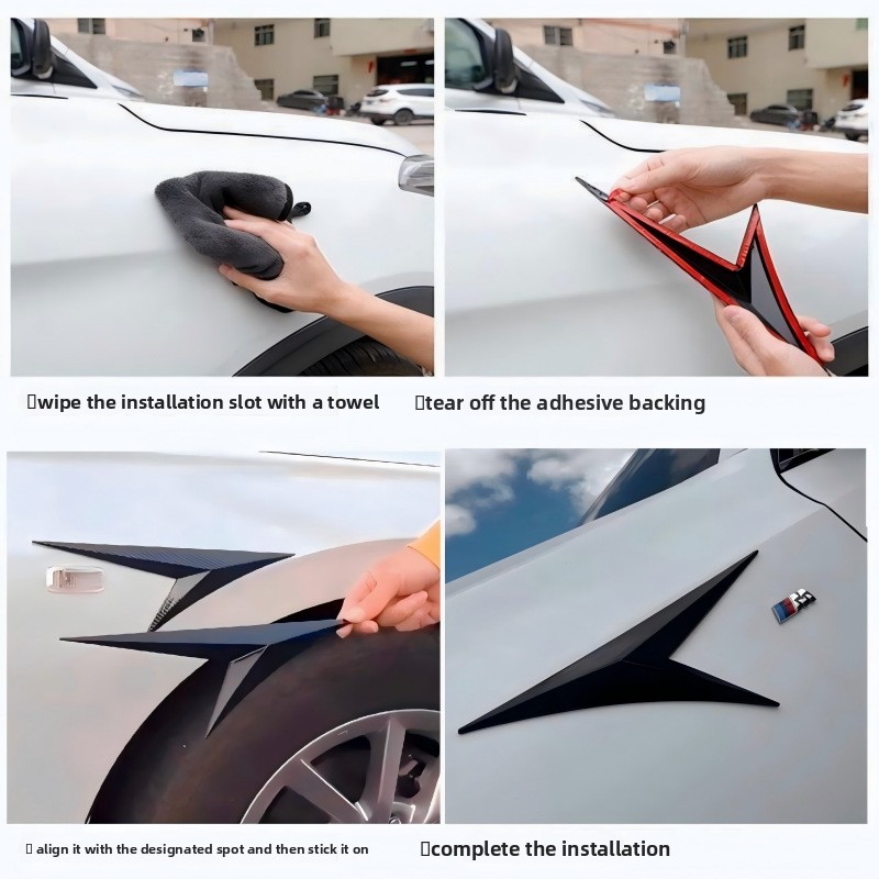 Universal Car Fender Blade Trim Shark Gills - Black Adhesive Body Decals, Stylish Exterior Modification Accessories-NO19