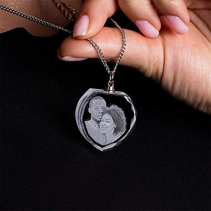 Customized 3D Crystal Po Personalized Gift Necklace Heart Gift for WifeWomen Men Great Custom Gifts With Your Own Po 250919