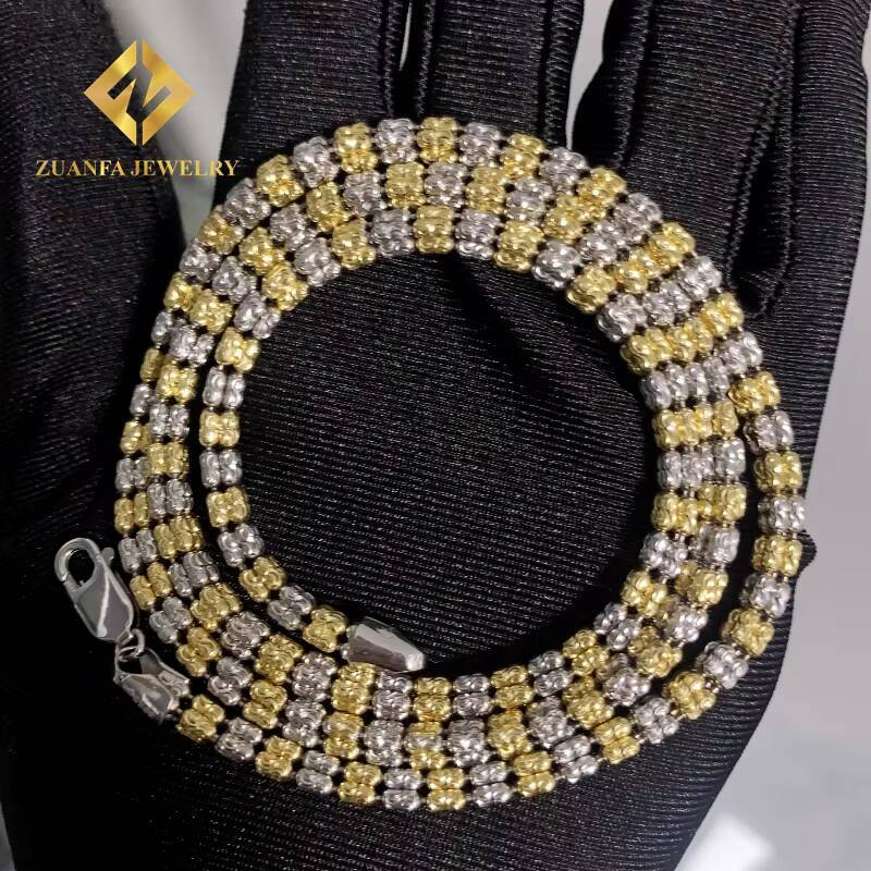 Fine Jewelry 925 Sterling Silver Men Hip Hop Necklace Gold Plated 4MM Two Tone Link Chain Necklace Franco Rope Chain