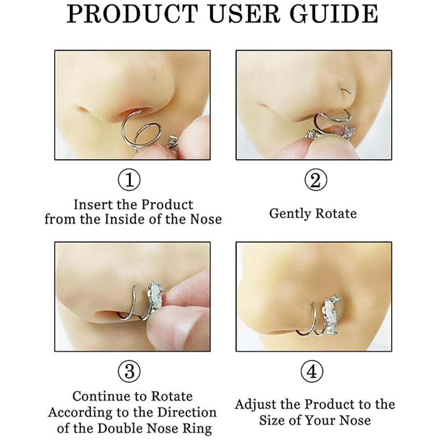 16PCS Nose Ring Hoop Stainless Steel Dangle Spiral Nose Rings Snake Flower Butterfly Wings Heart Ball Twist Earring Hoops Body Piercing Jewelry