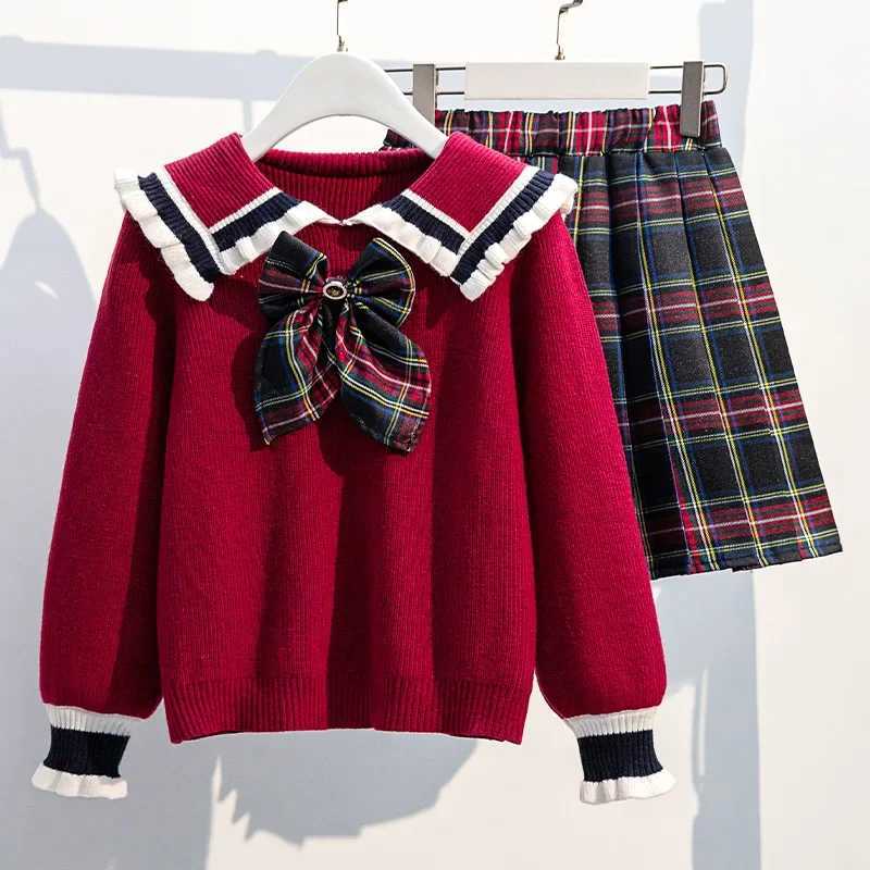 School Uniform for Teens School Uniform for Girls Children Costume Kids Suit Preppy Sweater Skirt Clothes for Girls 12 13 14 L250926IPV2