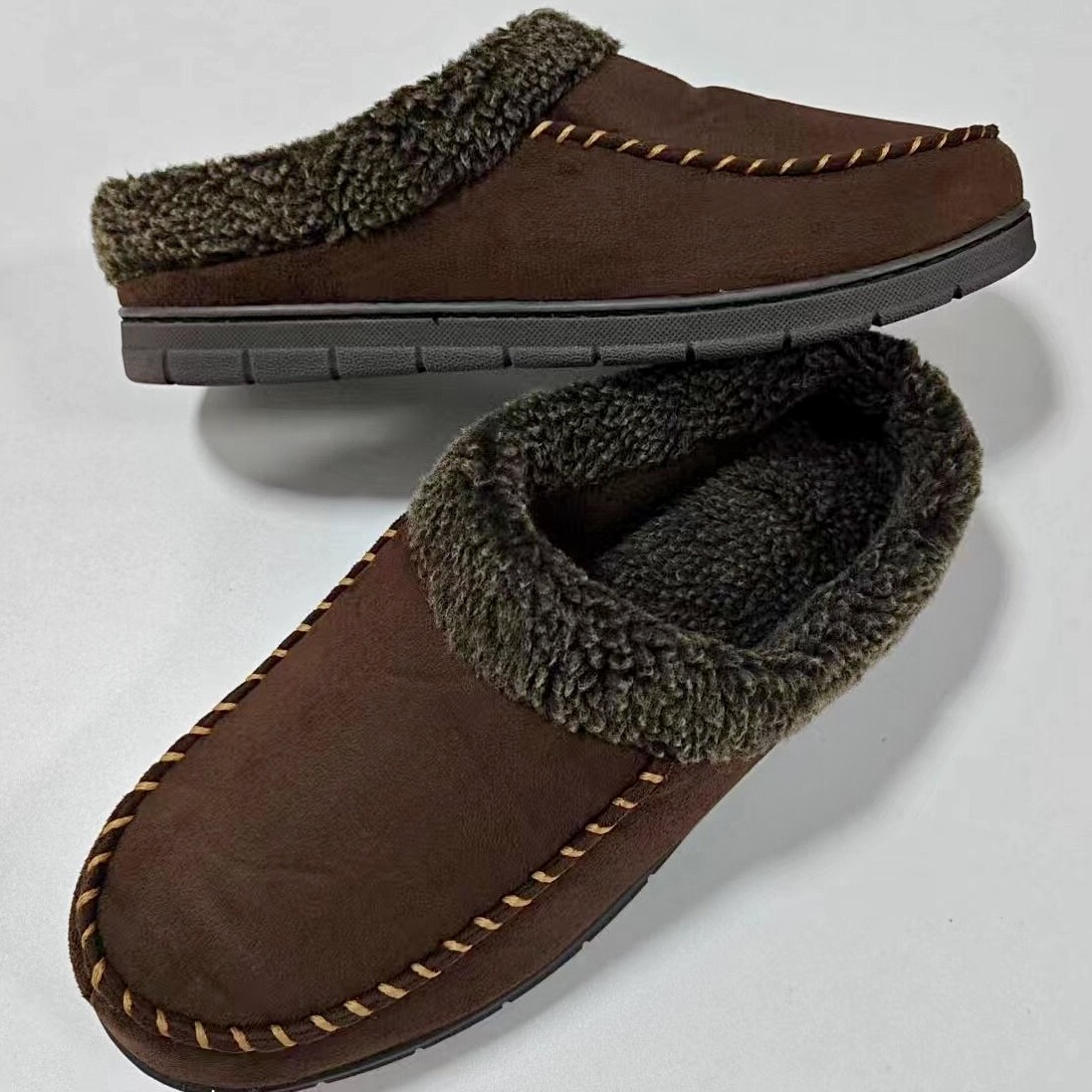 Large Size Suede Sheepskin Collar Slow Rebound Silent Comfortable Men's Slippers ddmymarket