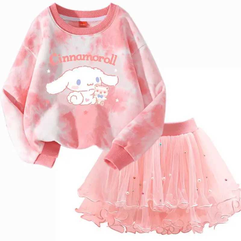 Cinnamoroll Children Longsleeved Tops Clothing Kids Bottoming Shirt Crewneck Girl Sweatshirt Pullover Blouse Tutu Skirt Suit L2509268ORP