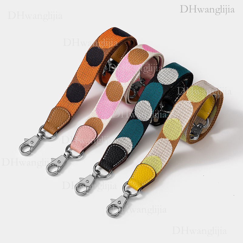 DH Luggage Accessories Women's Same Style Fashion Polka Dot Color-Block Webbing Thin Shoulder Kelly Evelyn Modified Bag Strap