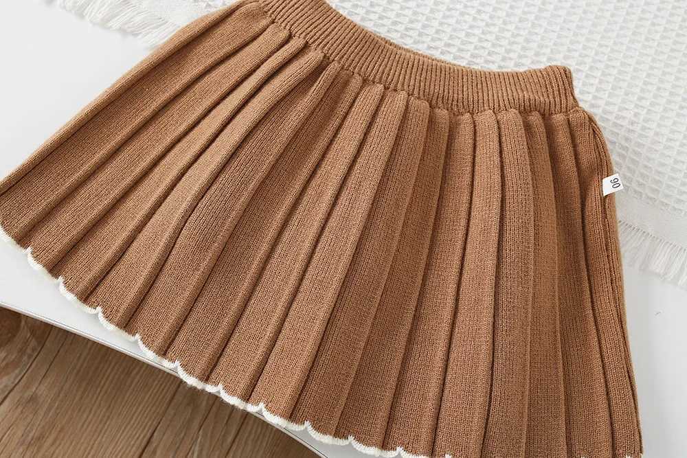 Autumn New Kids Clothing Set Knit Pullover And Pleated Skirt 2Pcs Girls Sweater Suit Kids Outfit L2509269VYS
