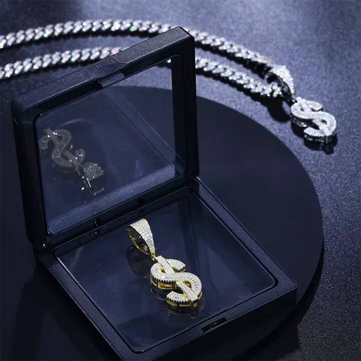 Hip Hop Shining Engraved Custom Baguette Cut 925 Sterling Silver 18k Gold Plated Moissanite Pendants