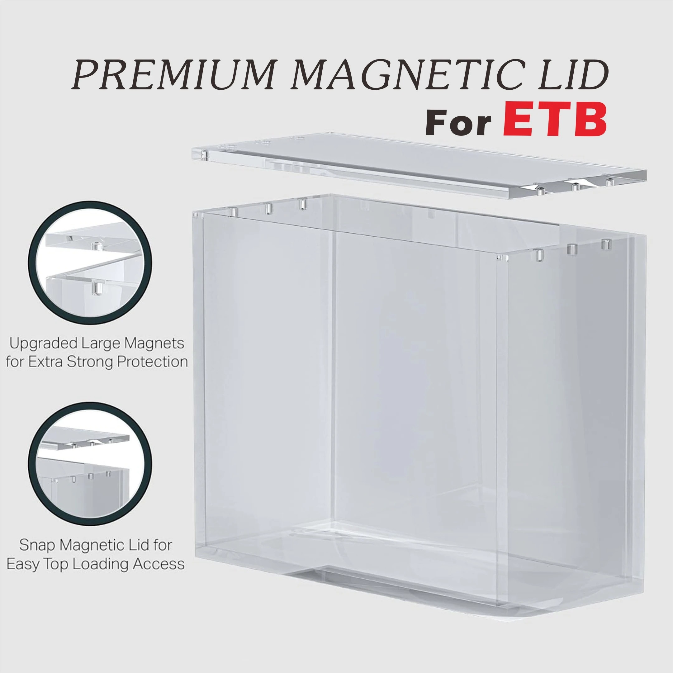 Waco Acrylic Display Magnetic Case For Elite Trainer Box 5mm Thick Clear Display Case Acrylic ETB Display Box Protector