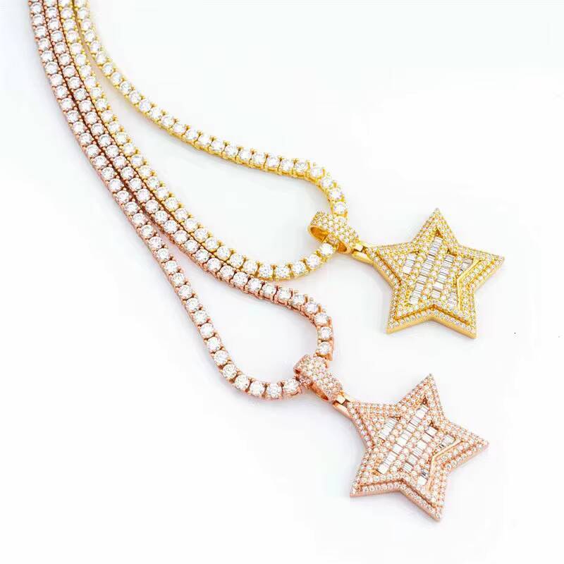 Custom Iced Out Bling Hip Hop Jewelry 925 Sterling Silver Men Women Star Moissanite Pendant