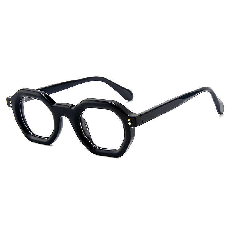 Acetate Eyeglass Frame Fashion Trendy Unisex Irregular Thick Non-Prescription Personality Artistic Rivet