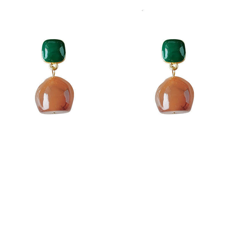 Melard Coffee Color Earrings for Women, Artistic Temperament Acrylic Gradient Stud Earrings, Niche High-end Feel, Brightening Ear Accessories