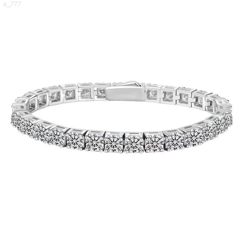 Iced Out Round Cut Moissanite Diamond 65 MM Tennis Bracelet 925 Sterling Silver Stylish and Elegant For Him Her Hip Hop Jewelry