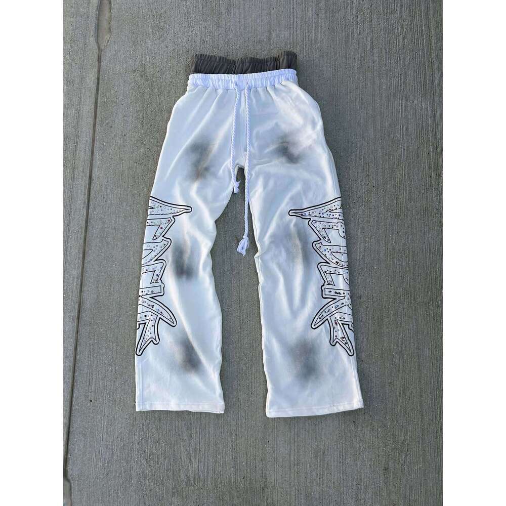 Hip-Hop Drawstring Casual 2025 Sports Loose Wide-Leg Double-Waist Long Pants High Street