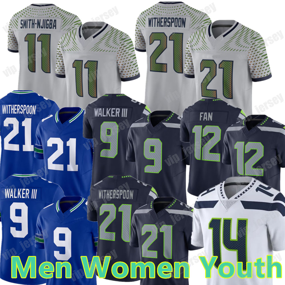 Custom Cooper Kupp Devon Witherspoon football jersey Sam Darnold Jaxon Smith-Njigba Kenneth Walker III