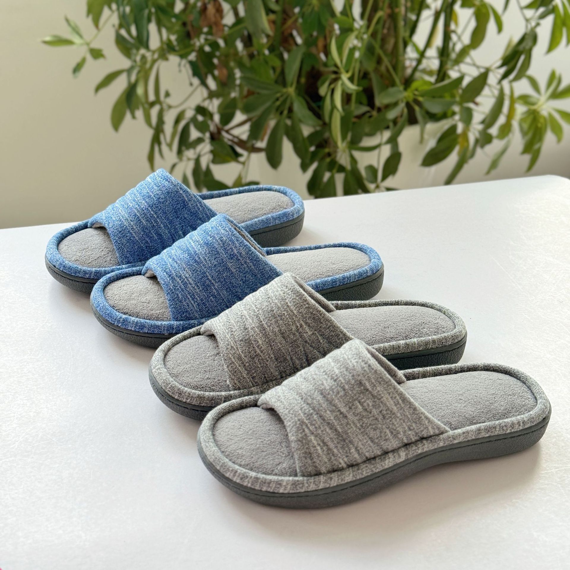 Spring Summer Autumn Anion Memory Foam Open Cotton Slippers ddmymarket