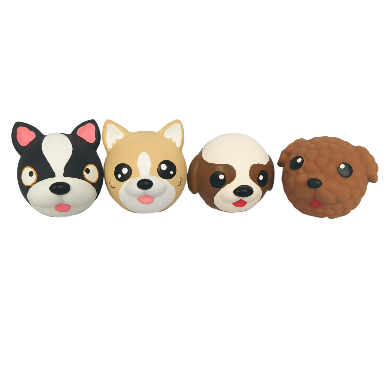 Rubber Squeaky Chewy Dog Toy Soft Natural Latex Screaming Sound Interactive Bouncy Animal Head Balls Dog Toys with Bright Colors for Small Dogs Supris