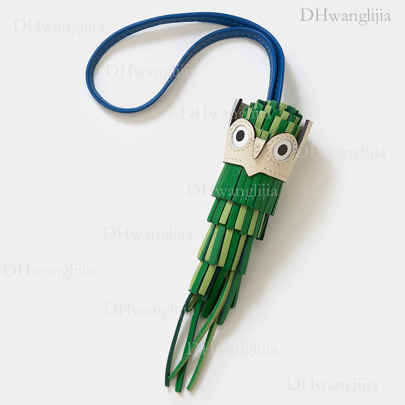 DH Luggage Accessories Live Sheepskin Tassel Owl Handmade Sewn Bag Key Car Accessory Pendant