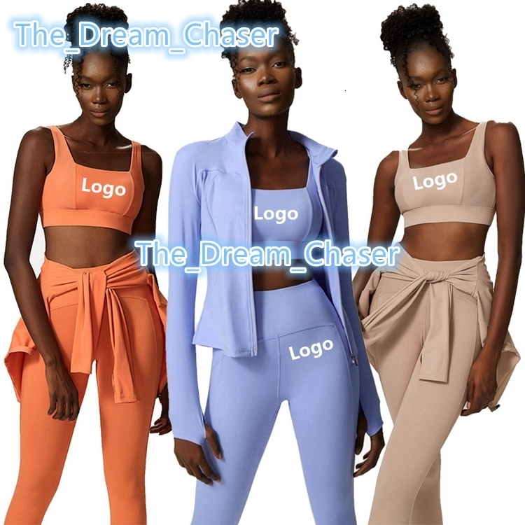 2022 Workout Clothing Gym Activewear Fitness Sets Yoga Wear Sport Clothes Sexy Women 3 Pcs Jacket Bra Leggings Yoga Set