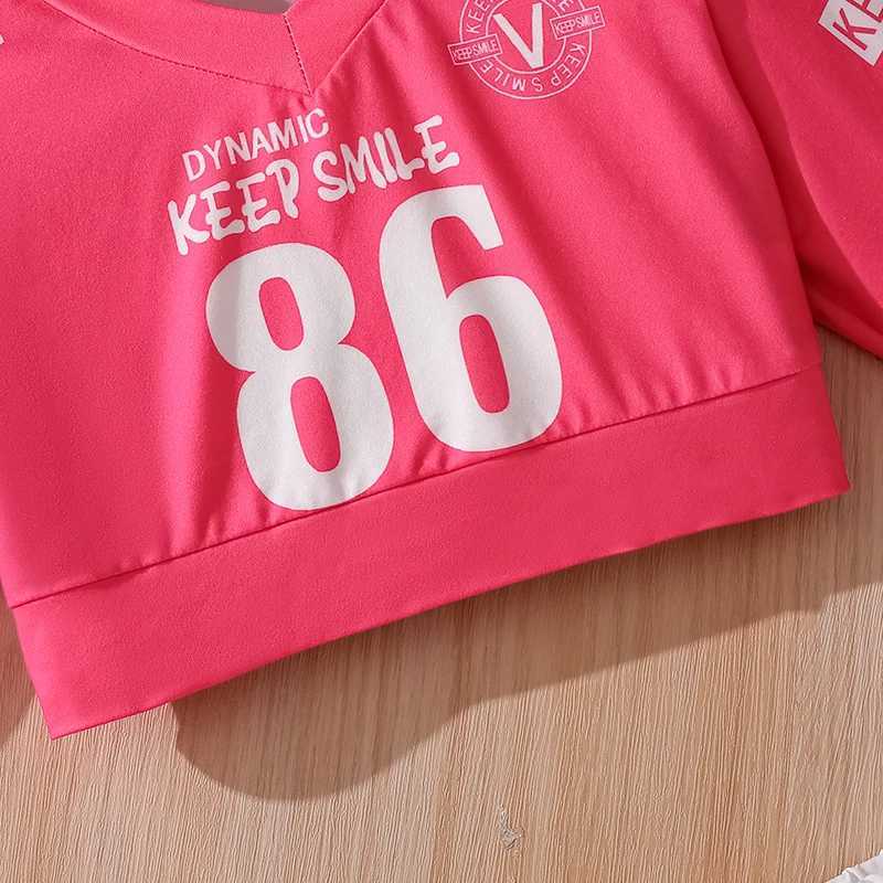 Spring Summer VNeck Letter Print Short Sweater Elastic Waist Pleated Overskirt Suit for 47 Year Old Girls Sweet Lovely Outfit L250926SYN6