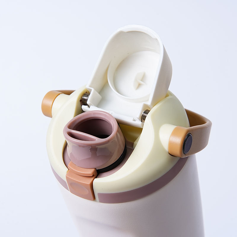 30oz Insulated Stainless Steel Water Bottle with Two-Way Spout, Built-In Straw and Bucket Handle, Made for Travel, School, and Sports, 30oz, BPA Free,