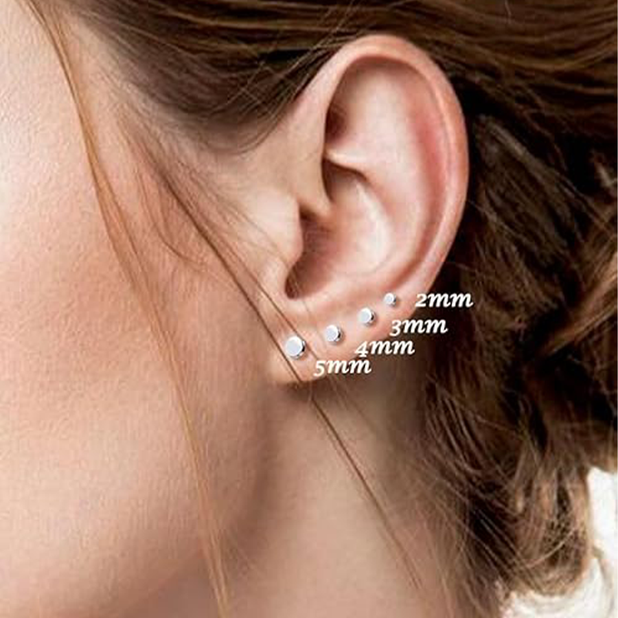 16 Pairs Small Stud Earrings Stainless Steel Flat Back Tiny Stud Earring Huggie Hoops CZ Ball Disc Stud Screw Back Cartilage Earring Set for Multiple 