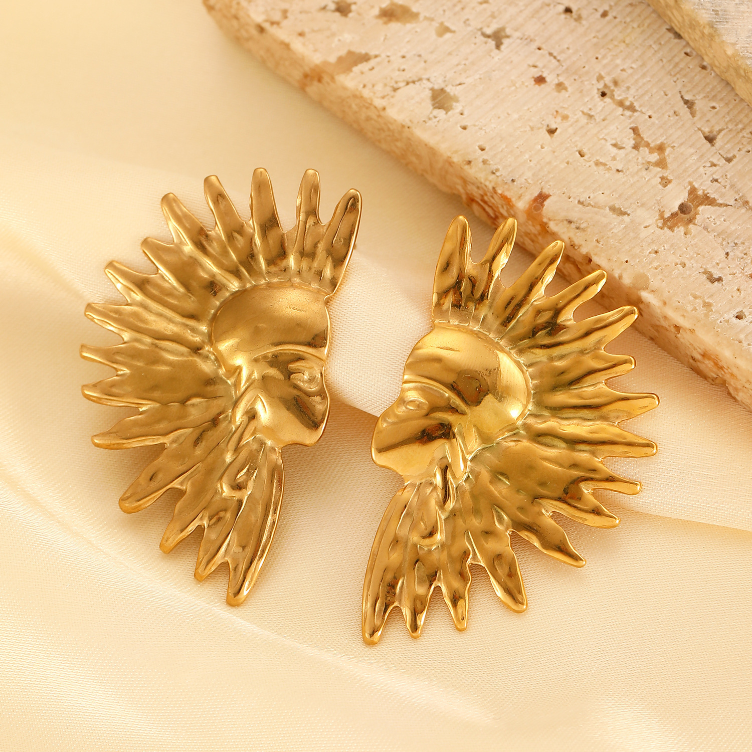 Unique Exotic Inn Ethnic Style Half Circle Earrings For Women Stainless Steel Studs