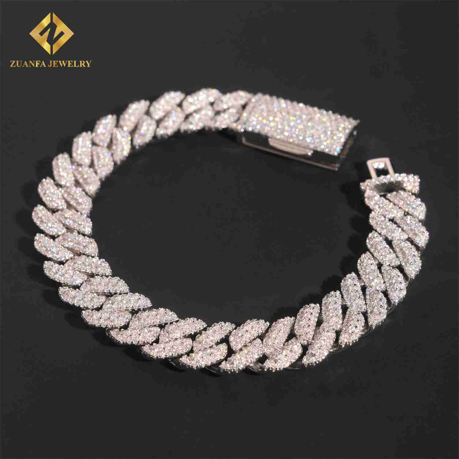 High End 10mm Moissanite Cuban Bracelet 925 Silver Fine Jewelry Iced Out Bracelet Hip Hop Moissanite Bracelet