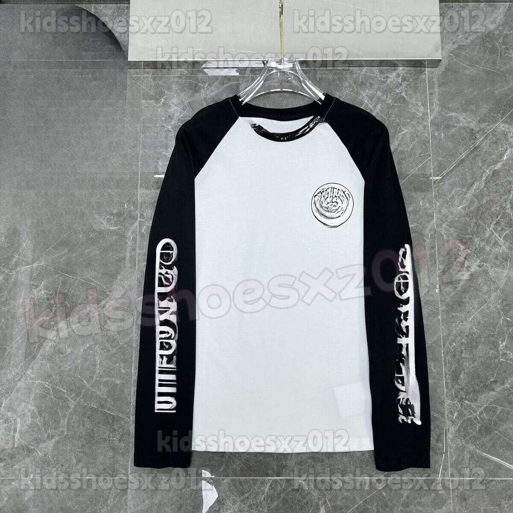 Chrome Designer T-shirt Black Heartstshirts White Letter Large Color Block Sanskrit Print Long Sleeve Shirt Ralphlouren Kids Designer Clothes Size S-XL