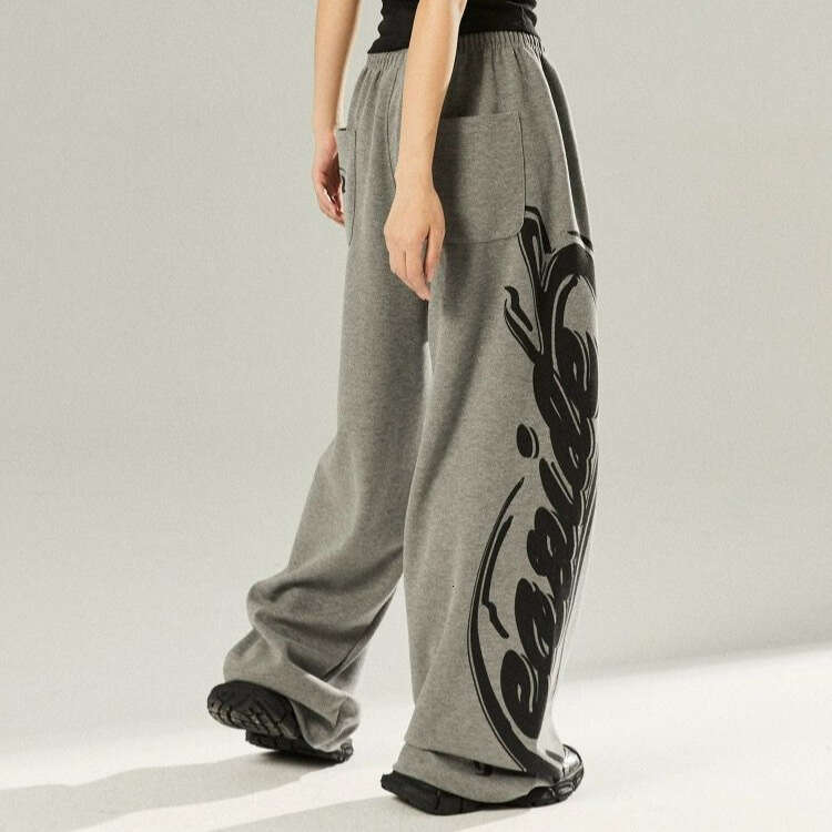 American Style Patchwork Sweatpants for Women Spring New Cotton Super Soft Wide Leg Loose Straight Slimming Casual Pants