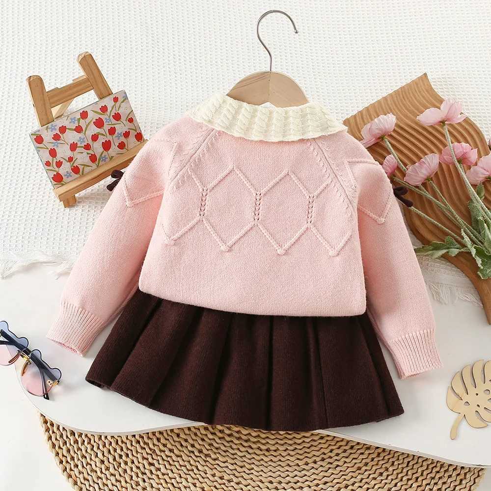 Girls Knitted Clothes Sets Autumn Winter Children Woolen Jersey Sweaters Coats Skirts Kids Princess Dress Suit For Baby Outfits L2509267FXV
