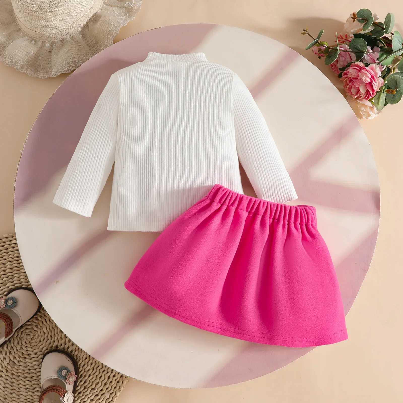 Toddler Baby Girl Clothes Set Fall Outfit Heart Long Sleeve Tops with 3D Flower A Line Skirt 2Pcs Baby Girl Clothing Set L25092679GP