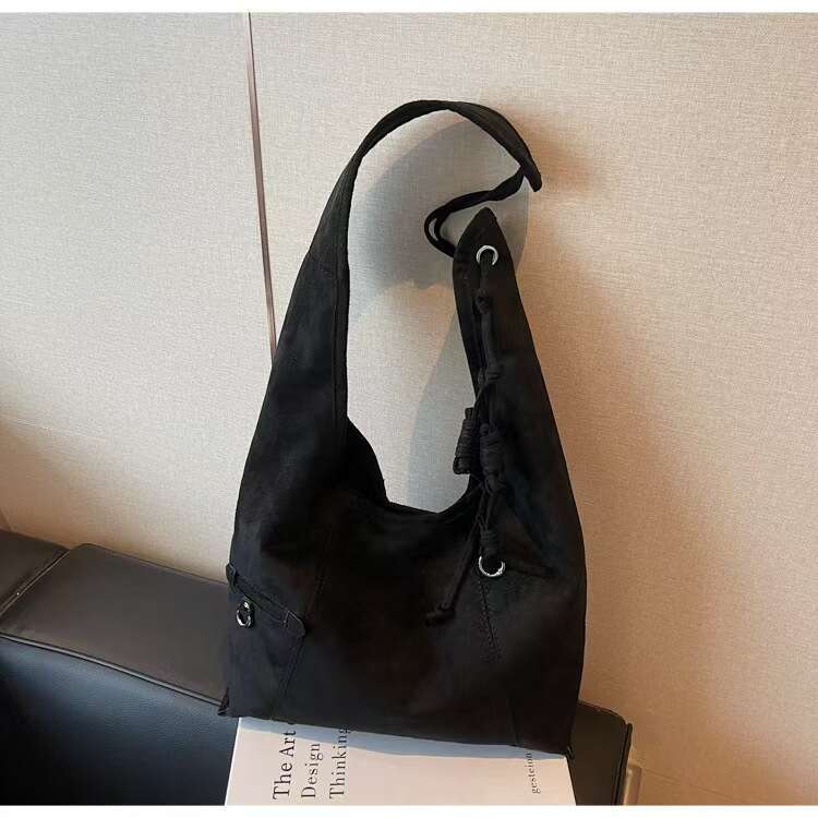 Vintage Suede Designer Tote Autumn Half Moon Hobos Women Shoulder Bag High Quality Frosted Handbag Fashion Shopper Purses totebag