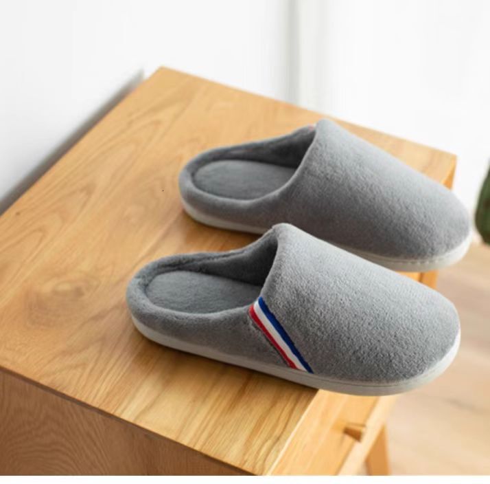 Coral Velvet Color Striped Memory Foam Anti-Slip Slippers ddmymarket