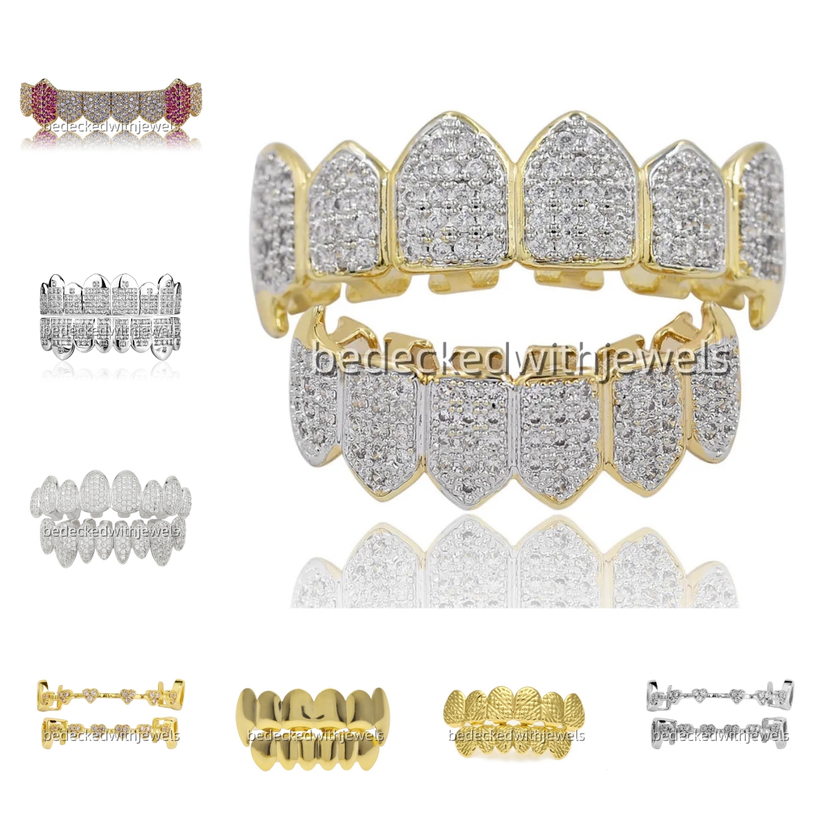 14K Gold Plated Single Tooth FANG Grill Cap Canine Teeth for Man Custom GRILLZ Iced Out Hip Hop Grillz Dia Teeth Rappers Bottom Gold Plated Sterg Sliv