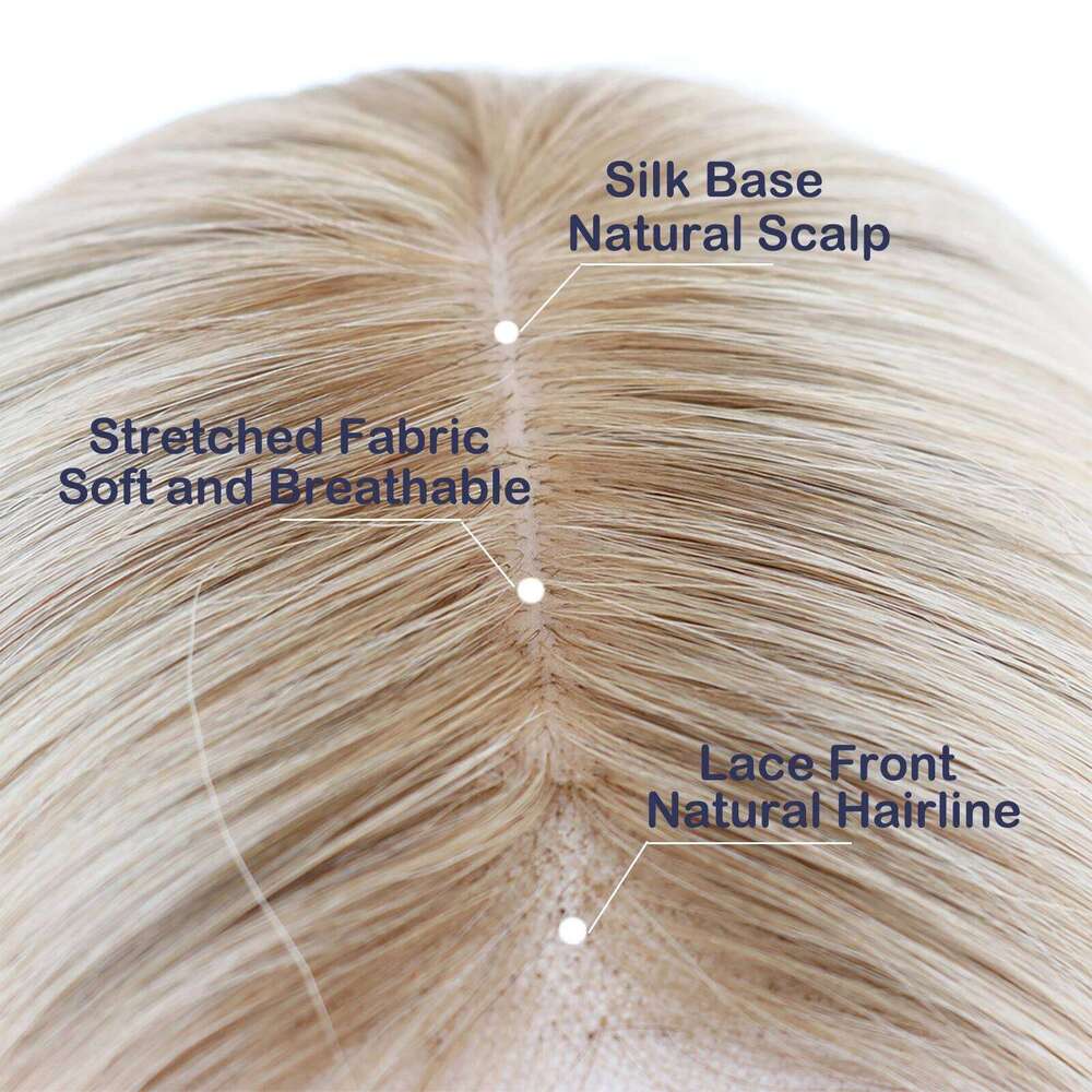 Medical Wig for Women with Virgin European Silk Top PU Silicone Edges Soft Fabric Net Ombre Root and Baby Hair