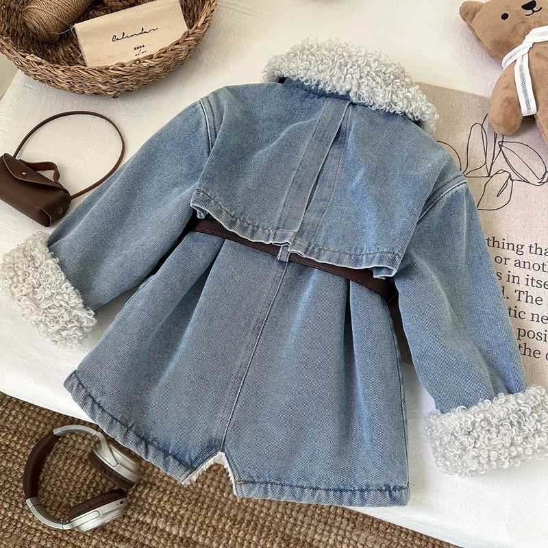 New Winter Girl Denim Coat Dress Casual Princess Designed Children Birthday Clothes Kids 110Ys New Year Fashion Coat Outfit L250926D1Y1